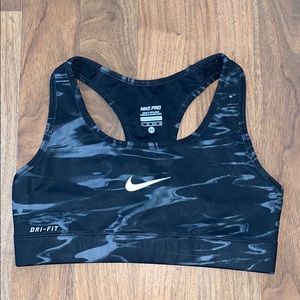 nike pro sports bra black and gray